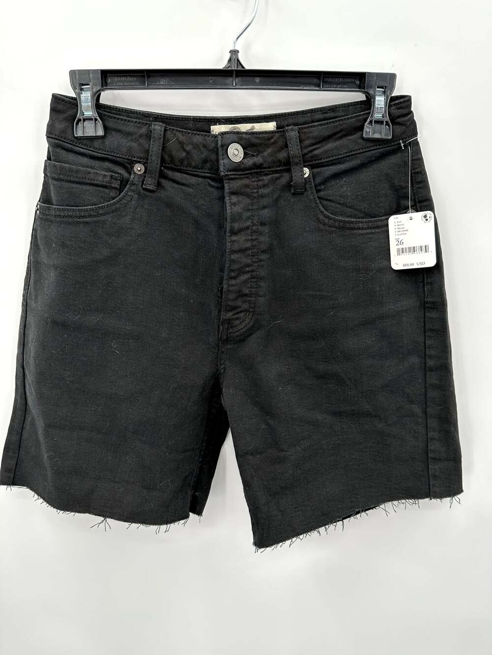 FREE PEOPLE NWT Black Denim Raw Hem Cut Off Shorts // 26
